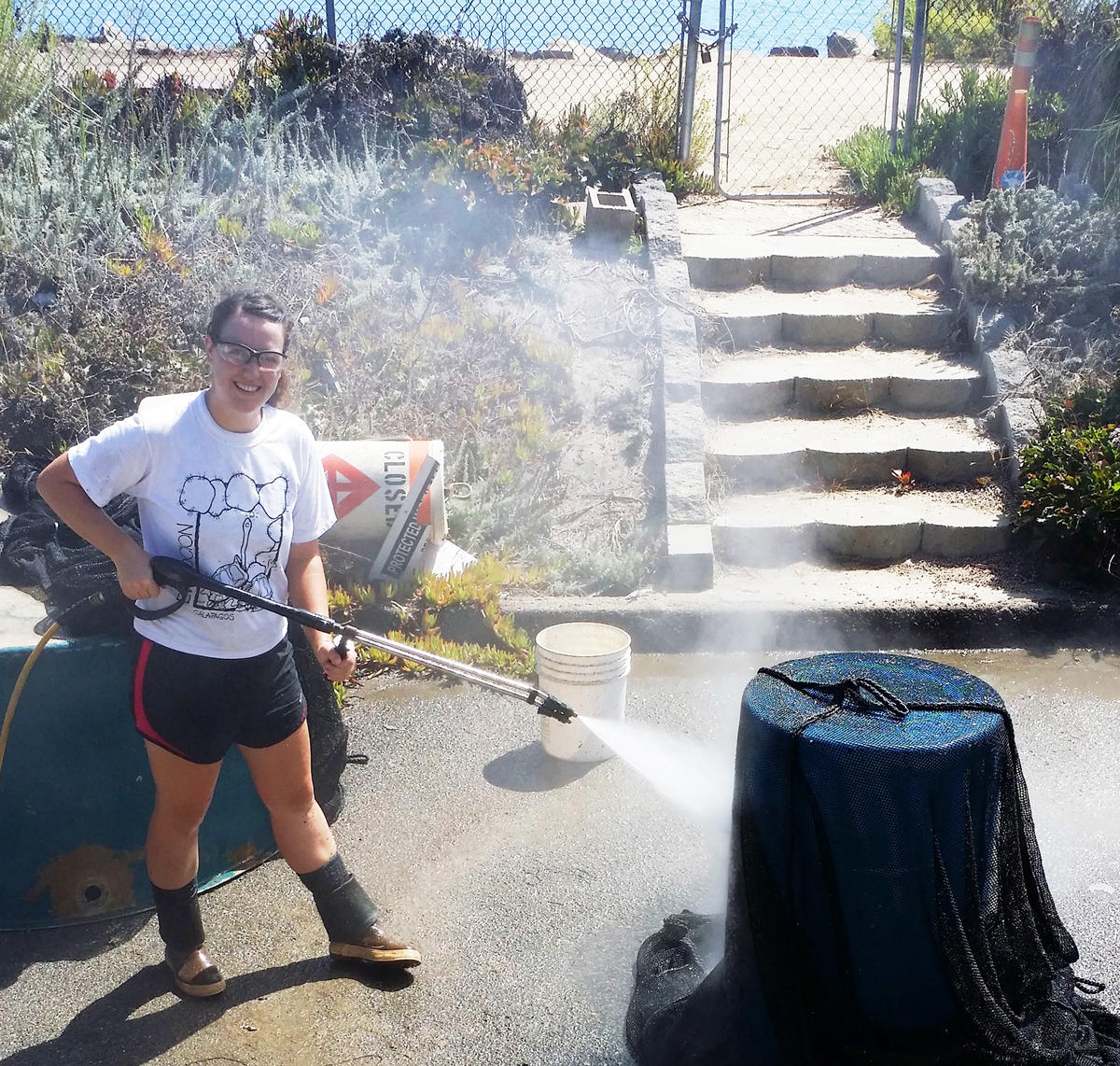 Chelsey Niemen cleaning a transport tank